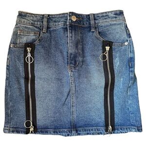 Signature8 Denim Skirt Zipper Detail Mini Small NWOT